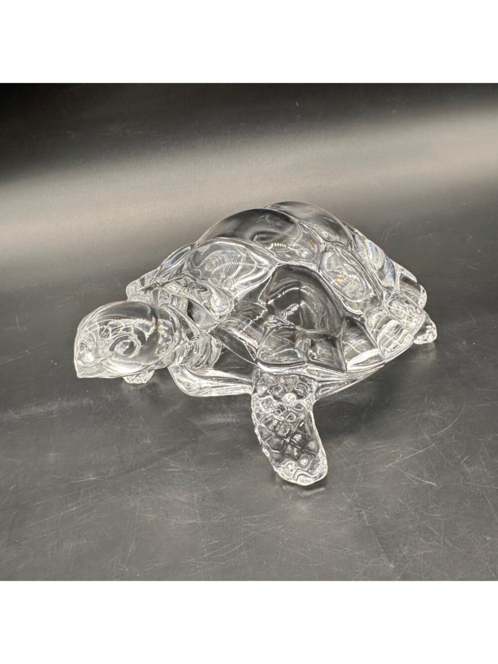 Vintage Turtle Figurine Paperweight Clear Crystal Glass Cristal DArques France
